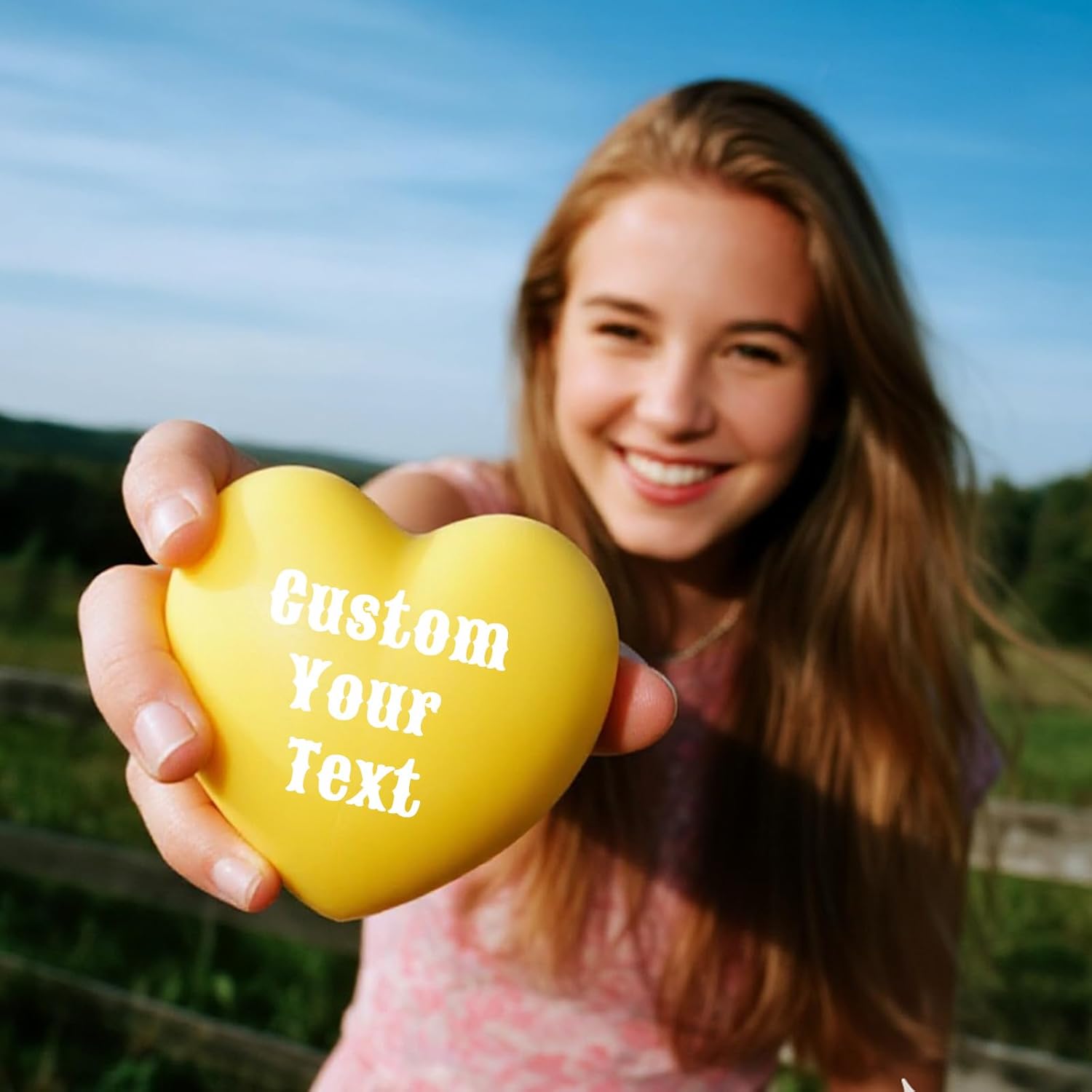 10-100 Pcs Custom Heart Stress Balls with Logo Personalized Stress Balls Bulk with Text for Adults Customized Promotional Gifts for Office Events Home