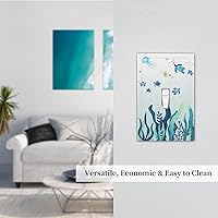 Vista 277 de Vista de ventana, isla tropical, playa, palmeras, cielo soleado, cubierta de interruptor de luz de palanca individual, placa decorativa de pared