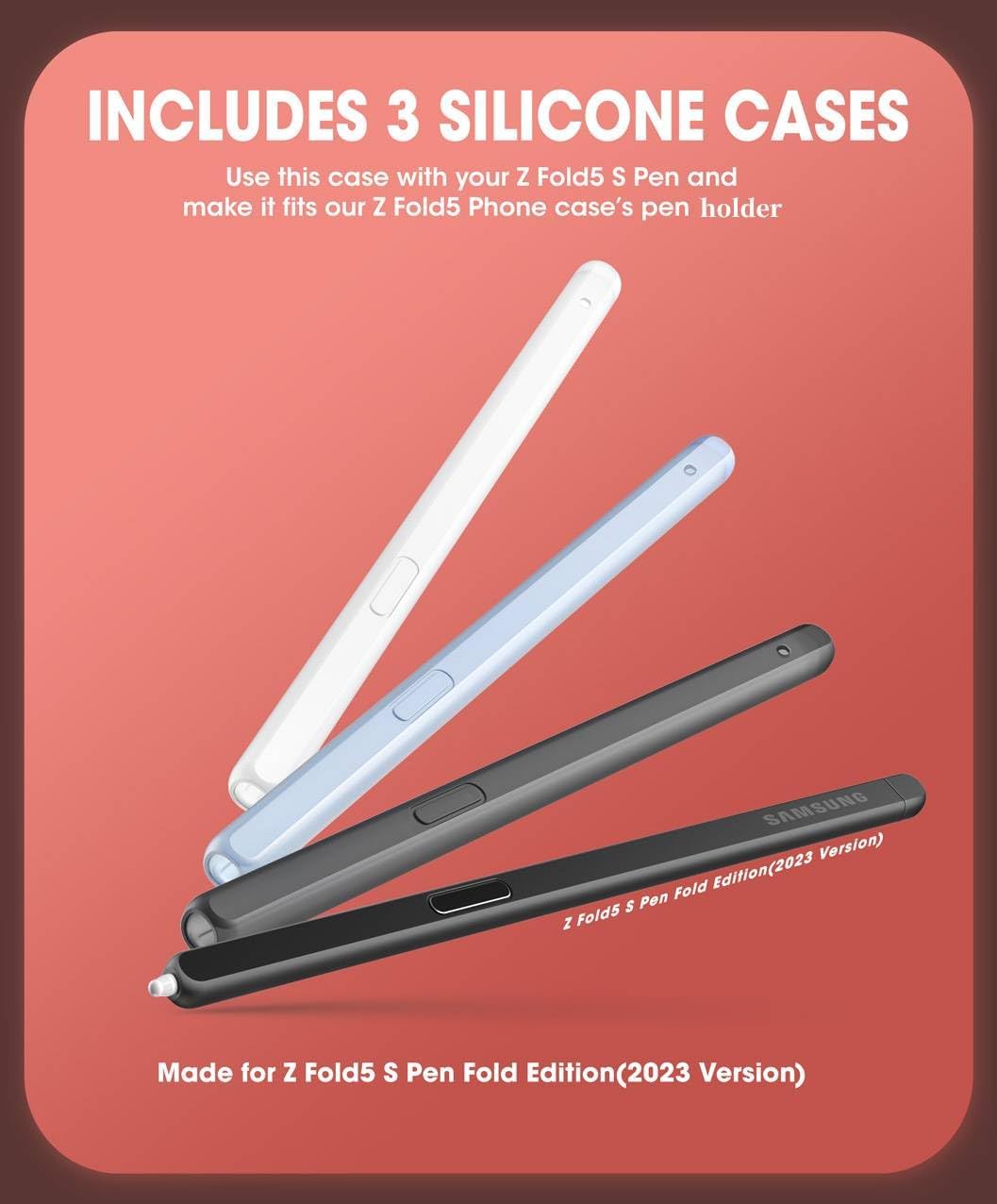 SUPCASE for Galaxy Z Fold 5 Case with S Pen Holder (Unicorn Beetle Pro), [Built-in Screen Protector & Stand] [Military-Grade Protection] Heavy Duty Protective Phone Case for Samsung Fold 5, Ruddy