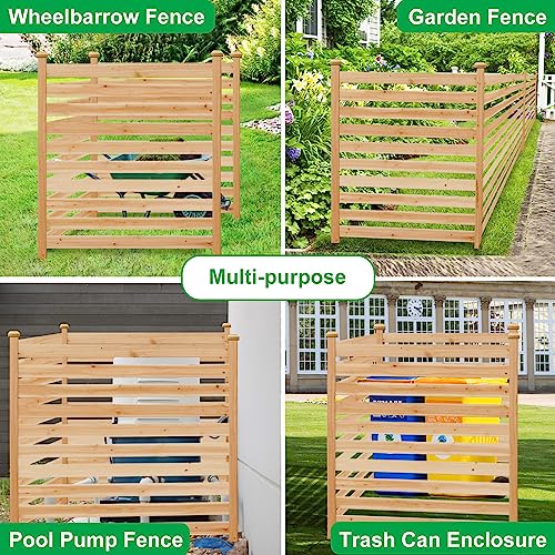 Privacy Fence Screen Outdoor, 3 Panels Wood Air Conditioner Fence for Outside Units, Pool Equipment Trash Can Enclosure 38" W x 43" H