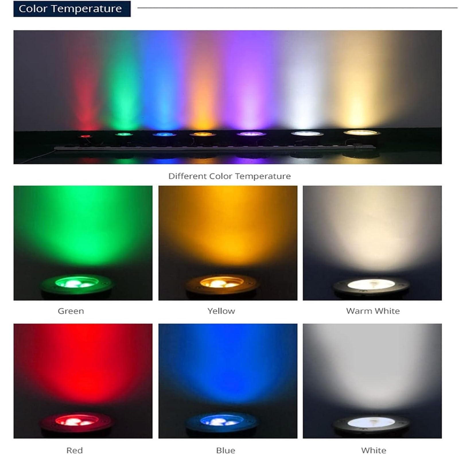 Zatapialna wpuszczana lampa podwodna LED, wodoodporna IP68 12 V z wbudowaną funkcją wody Reflektory świetlne do basenu z fontanną ogrodową(Blue,6W)