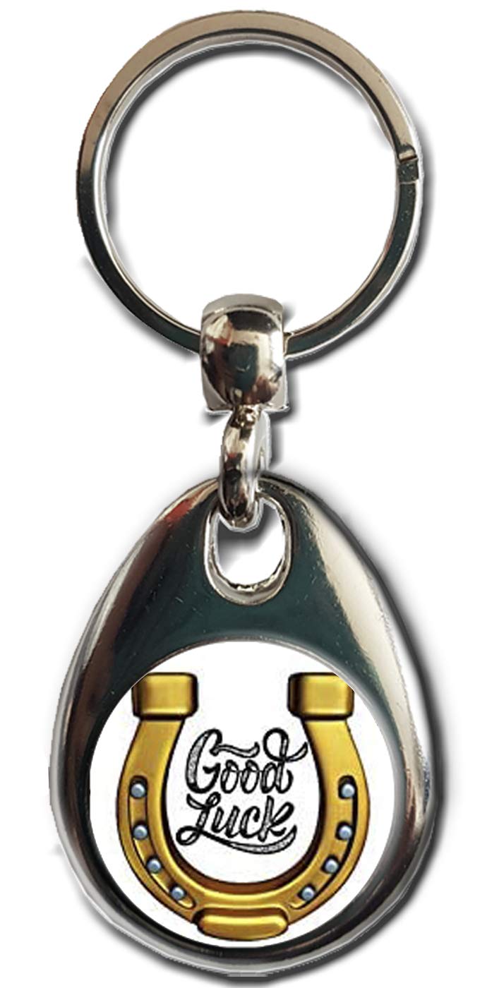 KAZMUGZ GOOD LUCK HORSESHOE KEYRING. Heavy quality metal gift keyring. Double sided keychain. Good Luck Gift keyring