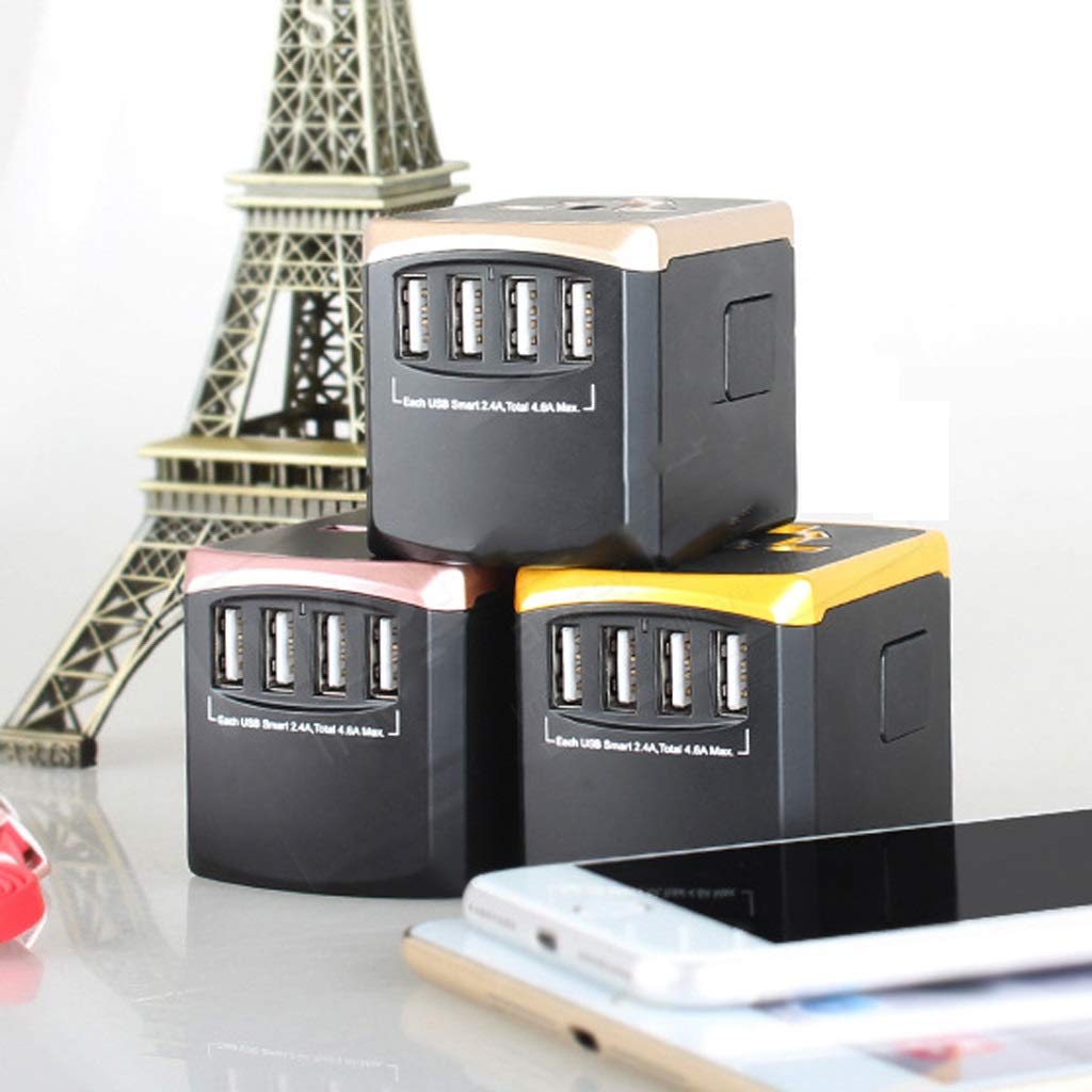 Gniazdo międzynarodowe przetwornice International Plug Converter, Uniwersalny zasilacz Worldwide z 4 Usb. Universal Socket Converter. adapter wtyczki zasilania (Color : Red)