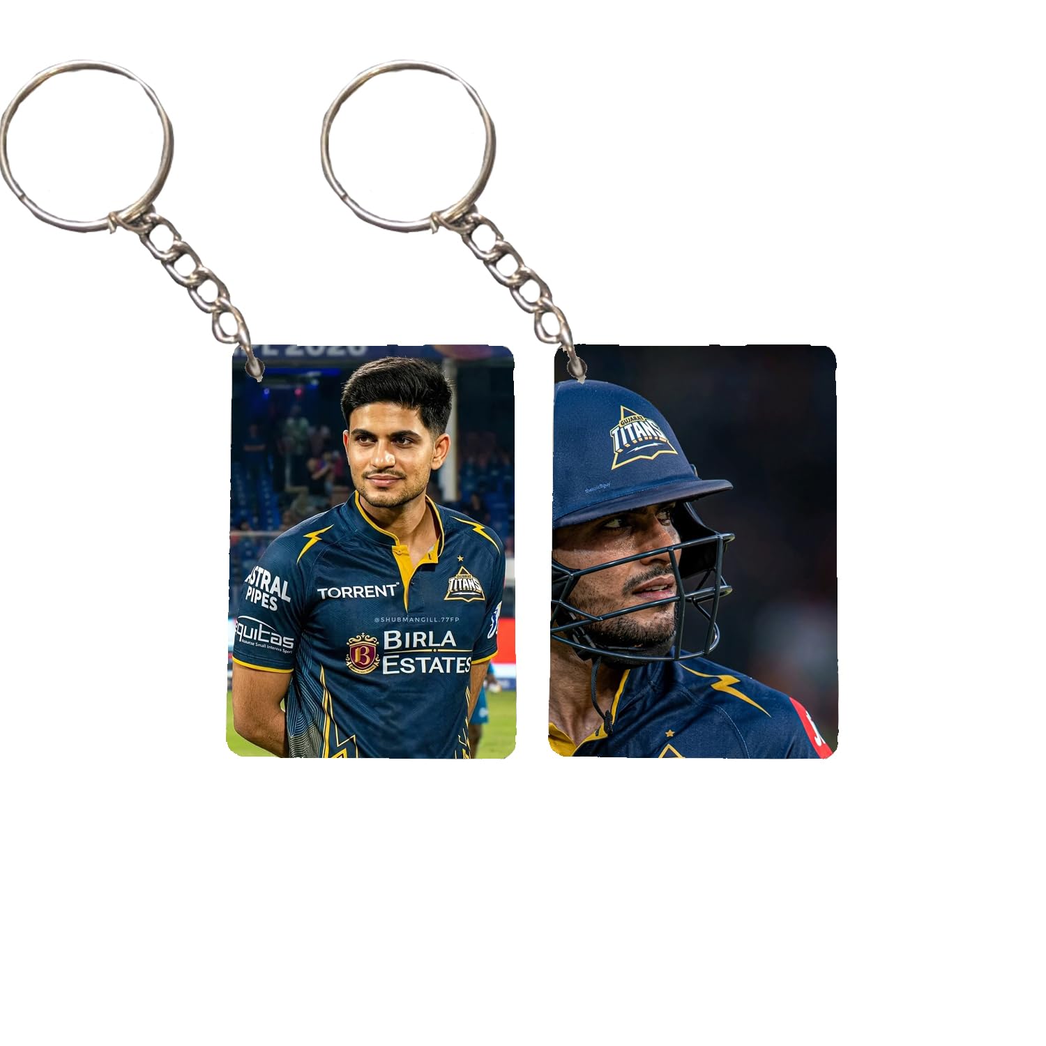Shubman Gill Gujarat Titans Keychain, Multicolor Print, Wooden MDF, 6.5x4.5 cm, Smooth Gloss Finish, India Team Jersey Design (Pack of 2)-image-19