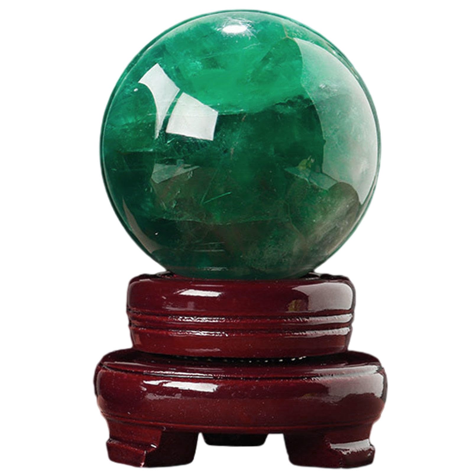 AARTERZZA Green Fluorite Crystal Ball Ornaments raw Stone Polished Office Home,3.9" Dia
