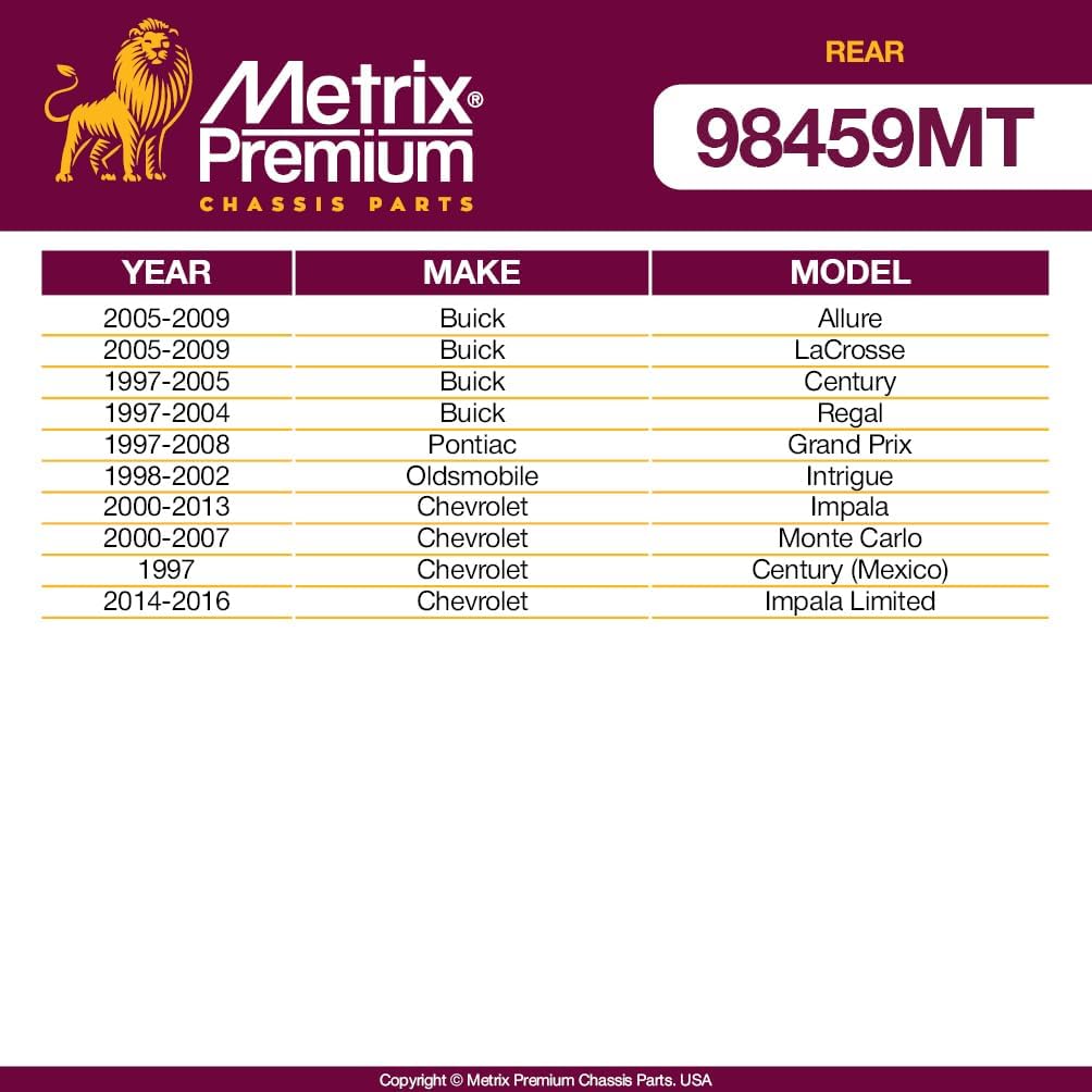 Metrix Premium Chassis Parts - 2 PC Rear Sway Bar Stabilizer End Link Kit Fits 05-09 Buick Allure, 97-08 Pontiac Grand Prix, 98-02 Oldsmobile Intrigue, 00-13 Chevrolet Impala, K6662, Made in Europe