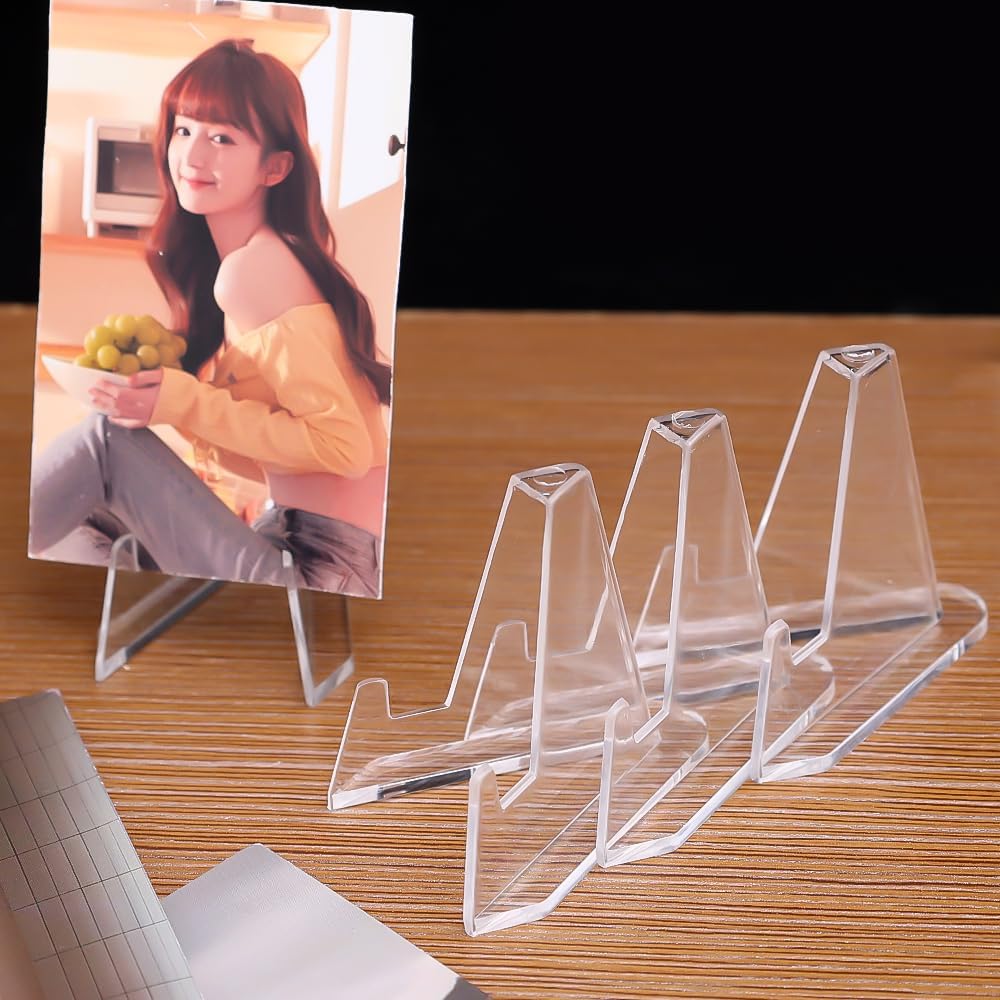 10PCS Plastic Triangle Card Display Stands Transparent Coin Shelf Brackets Display Baseball Sports Card Stand 54*35mm