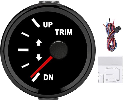 Medidor de ajuste de barco, medidor de equilibrio de barco, impermeable IP67 con retroiluminación roja, 2.047 in, barco, yate, marino (esfera negra,