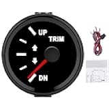 KIMISS Boat Trim Balance Gauge Meter, 52mm Domed Series Marine Trim Gauge with Red Backlight Ship IP67 for Yacht Marine Vehicle Modification(Black Frame on Black)