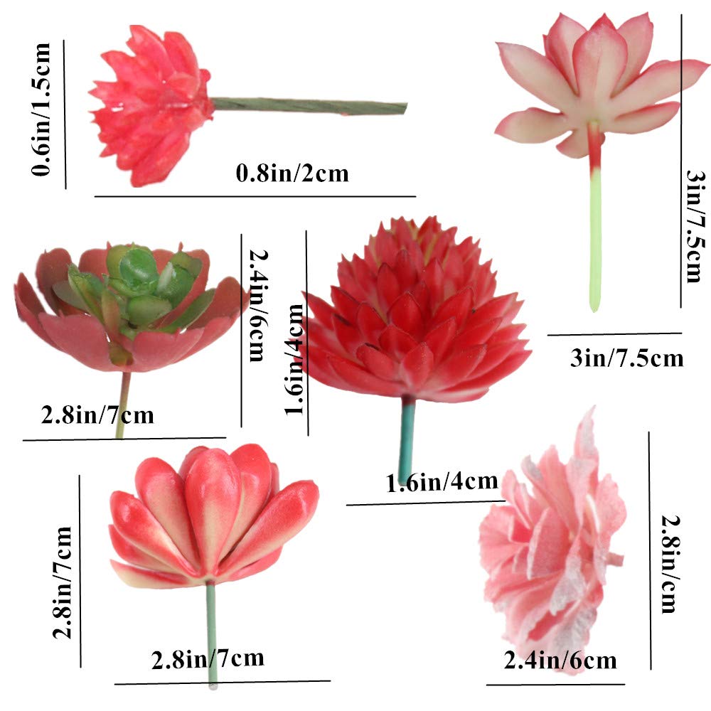 12PCS Red Assorted Artificial Succulent Plant Fake Succulents Textured Cactus Stems Cacti Aloe Succulent In Different Artificial Hanging String of Pearls Plant For Wedding For Home Decor - Image 3