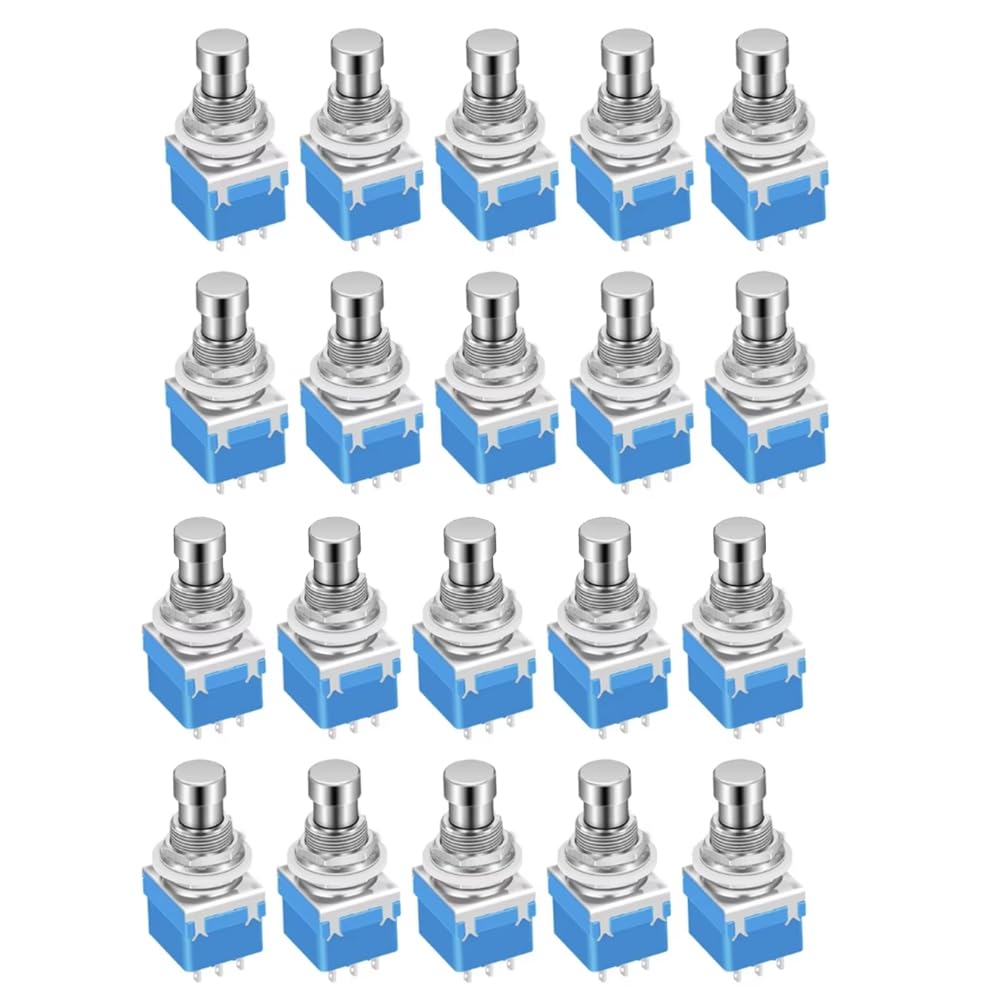 20 Pezzi Pedale Effetto Chitarra Momentaneo 3PDT Footswitch 9 Pin Latching Stomp Pulsante Foot Switch True Bypass Solder Lug
