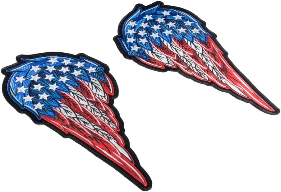 PatchStop Split Angel Wings RWB Iron On Patches for Clothing Jeans - 5.5x11.5in Large DIY Sew On Patch for Jackets Bags - Embroidered Patriotic Decorative Wings Patches