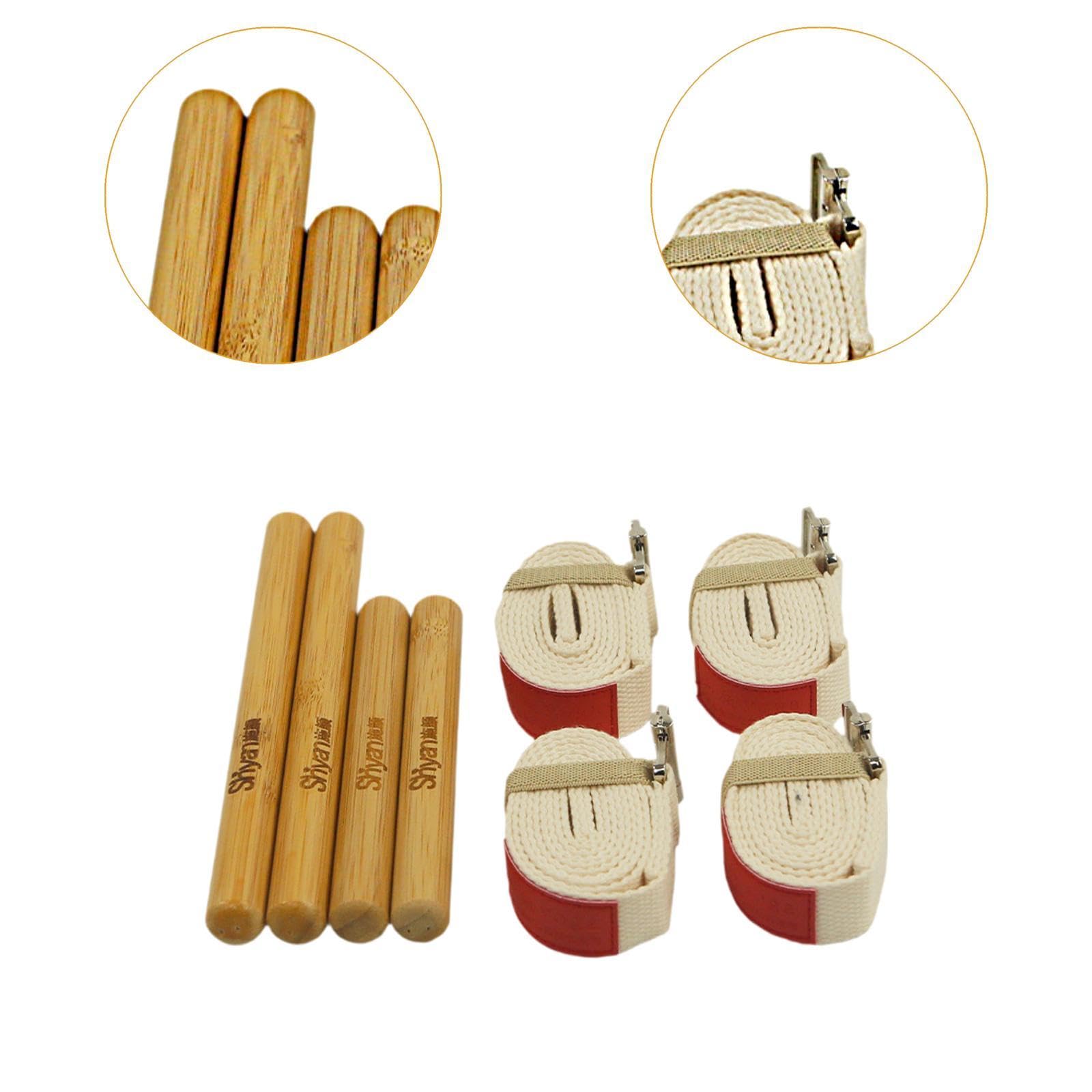 Juego de Bastones de Masaje de Bambú, Rodillos de Masaje de Bambú para Relajar Los Músculos, Madera para Moldear La Figura, Herramientas de Mas, Cinturón Elástico Beige
