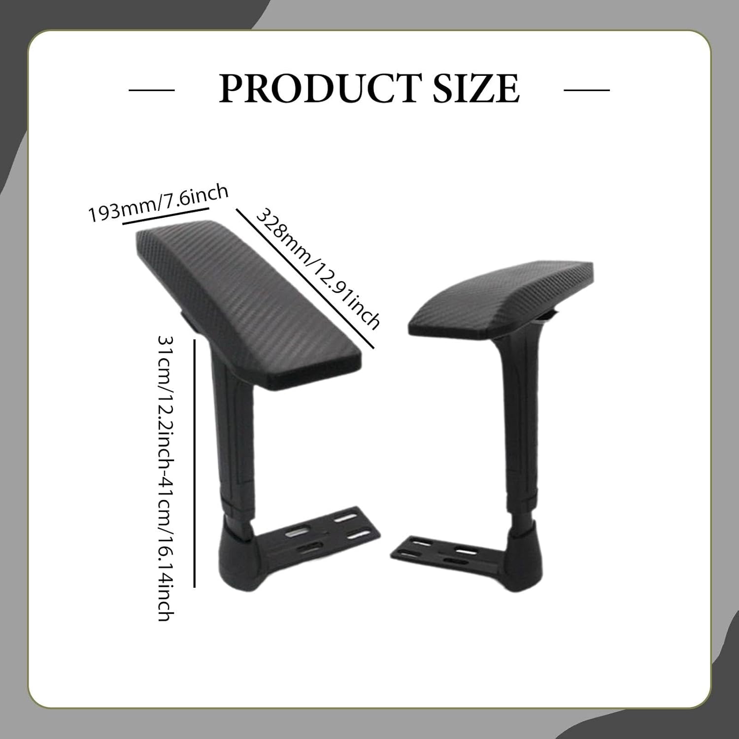 2Pcs Universal Chair Armrest Replacement Adjustable Height Gaming Desk Chair Arms for Office Work Home Dorm Lounge