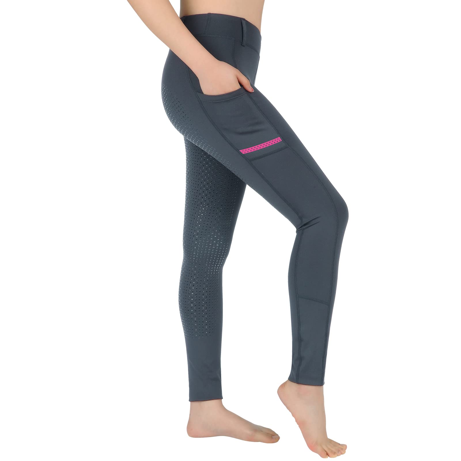 Pantaloni da equitazione per ragazze equestri Pantaloni da equitazione in silicone Pantaloni da equitazione per bambini con tasche