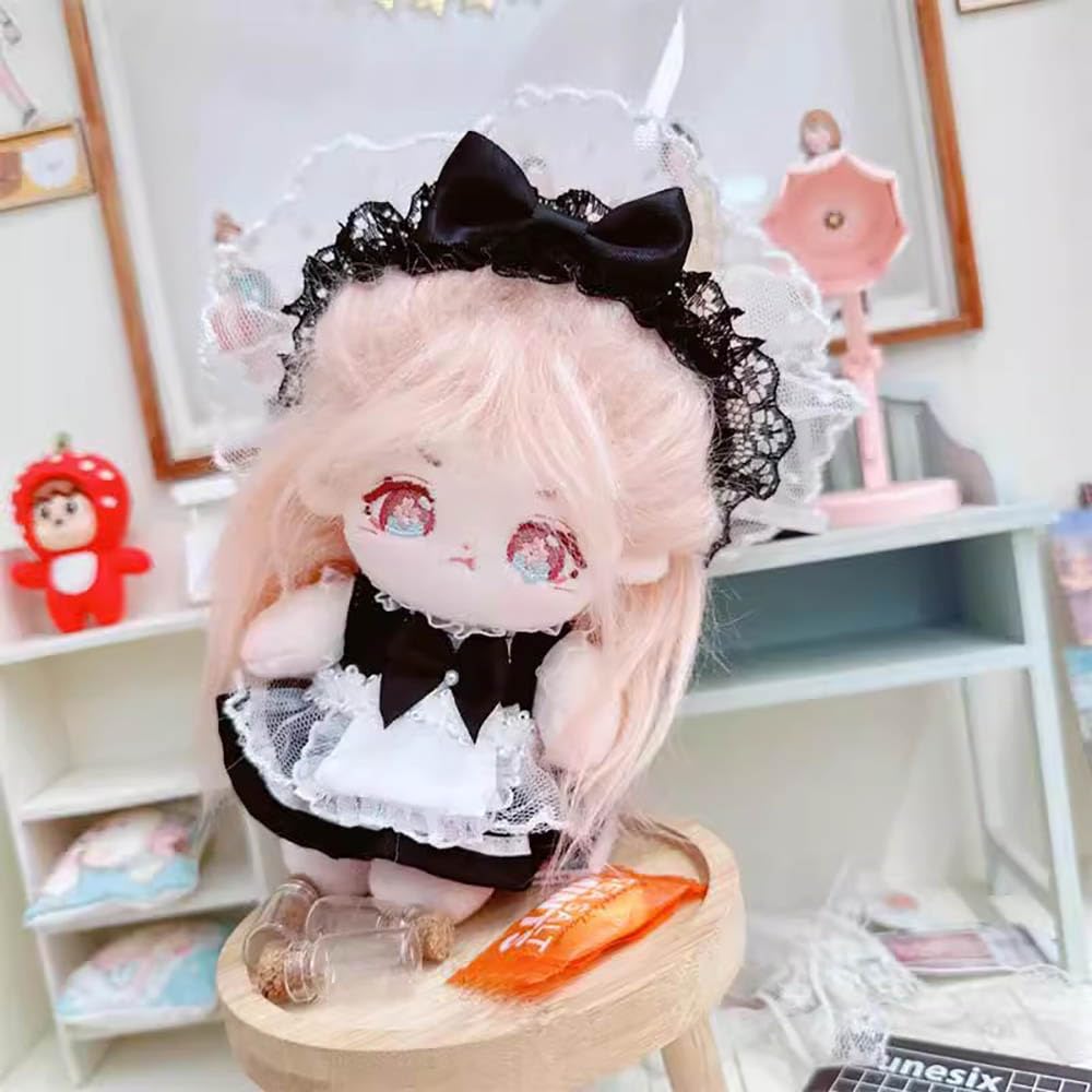 Maid Outfit For 10cm Plush Dolls – 3-Piece Set With Headdress, Dress & Apron, Doll Clothes Accessories