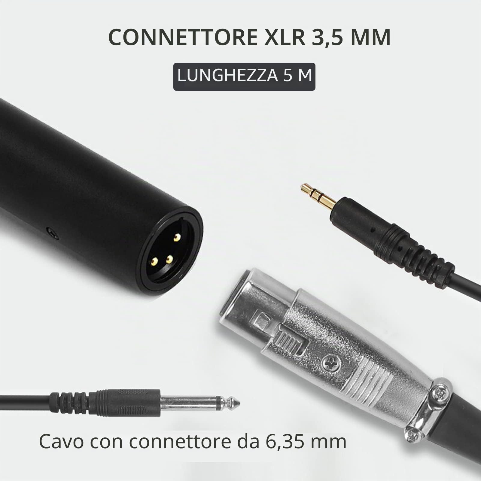 Microfono per Interviste, Microfono per Fucile a Condensatore XLR Cablato da 36 Cm/14,2 Pollici, Microfono per Videocamera per Interviste con Riduzione del Rumore Portatile per Registrazione, Discorso