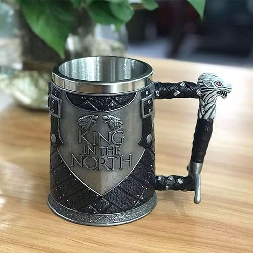 Miniatura 4 de Taza de cerveza personalizada, estilo grabado, taza de cerveza, con cuerno, Dragon King in The North de acero inoxidable, para café, cerveza, tazas