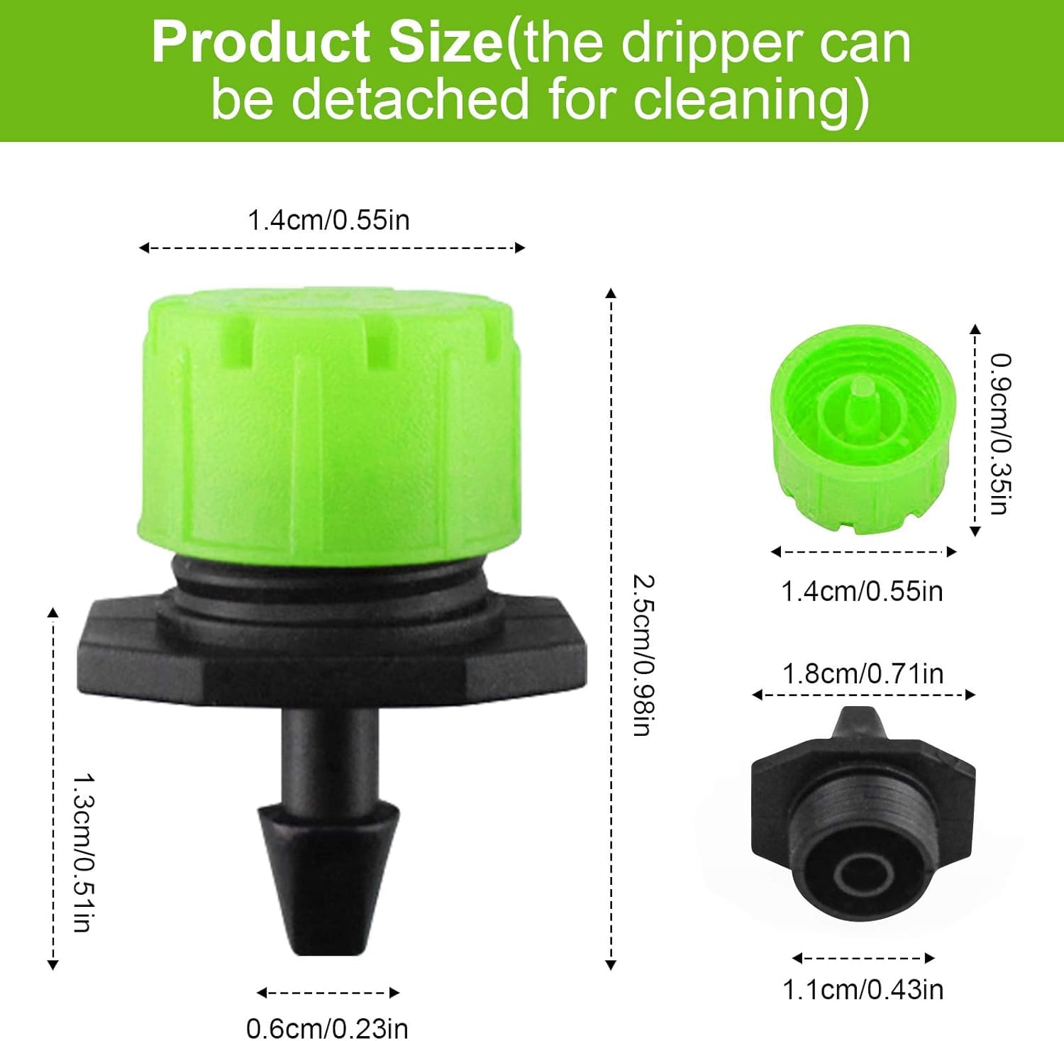 Rolcoassuns 200Pcs 1/4 Inch Adjustable Irrigation Drippers - Image 2
