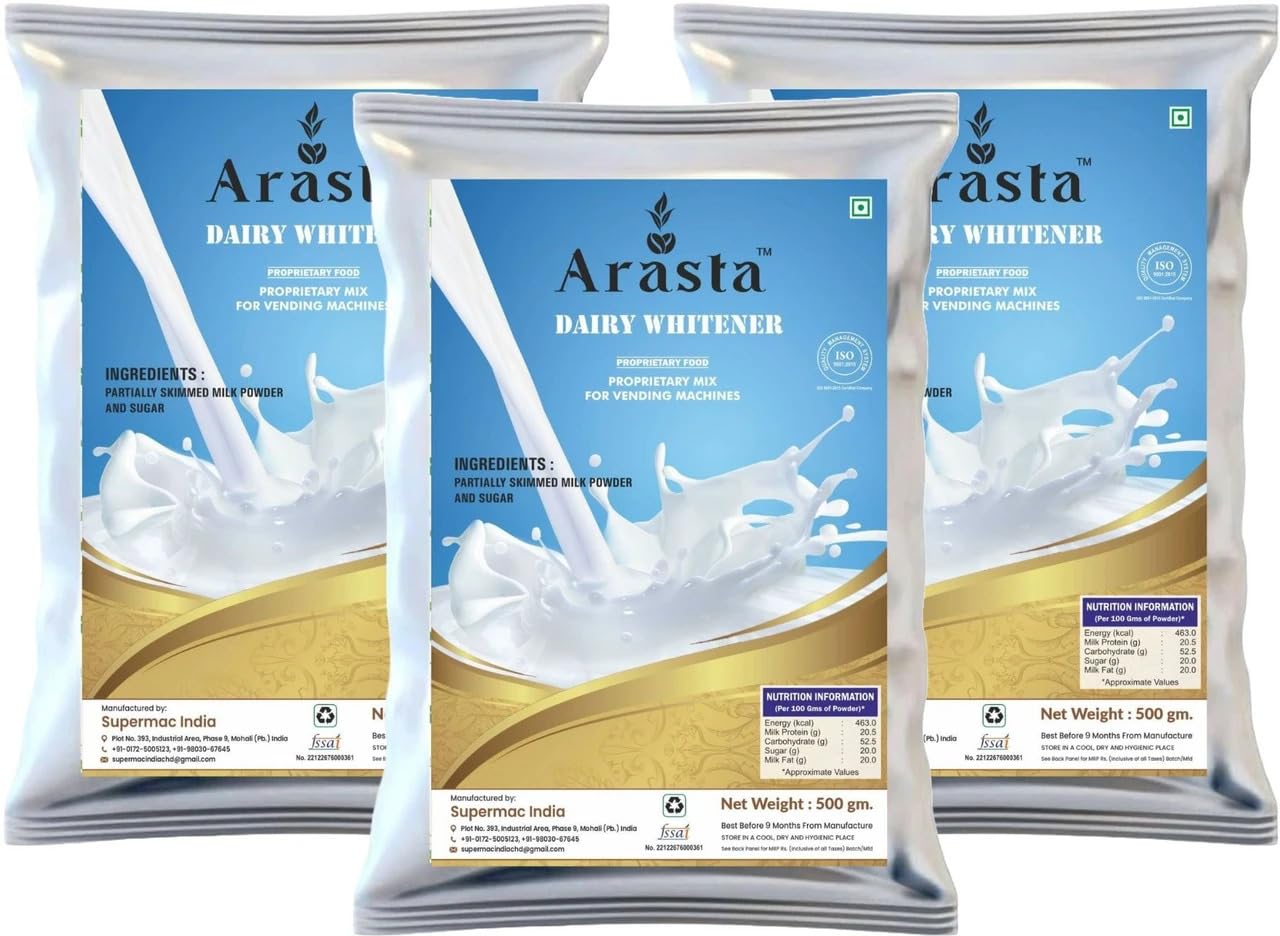 Arasta Dairy Whitener 500g Milk Powder for Tea Coffee and Vending Machines Instant Creamy Milk Alternative Beverage Whitener Pack of 3 x 500 Grams Pouch-image-12