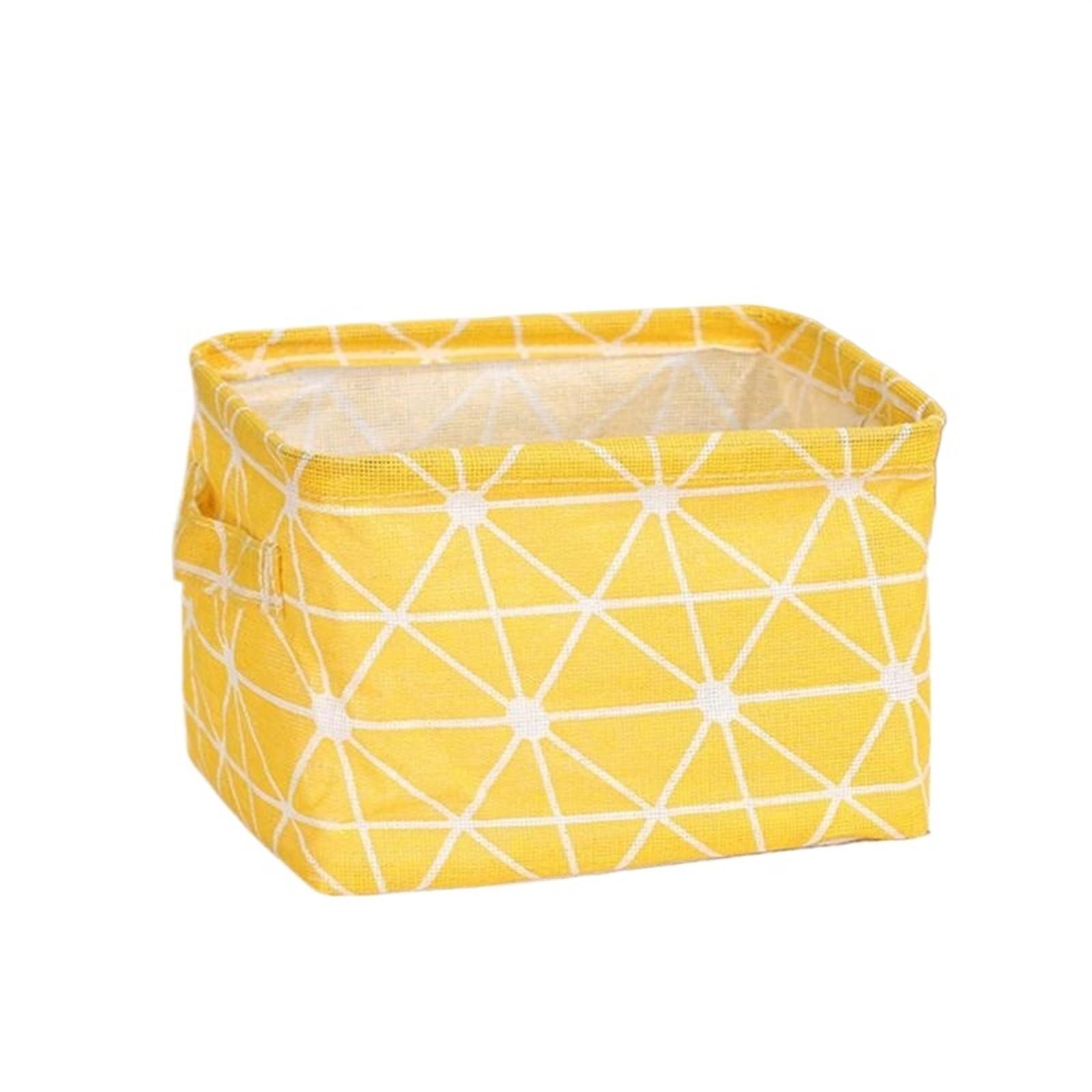 CGUOHU 8PCS Small Foldable Canvas Storage Basket With Handle Cotton And Linen Desktop Box Fresh Waterproof For Wardrobe Storage(YELLOW)