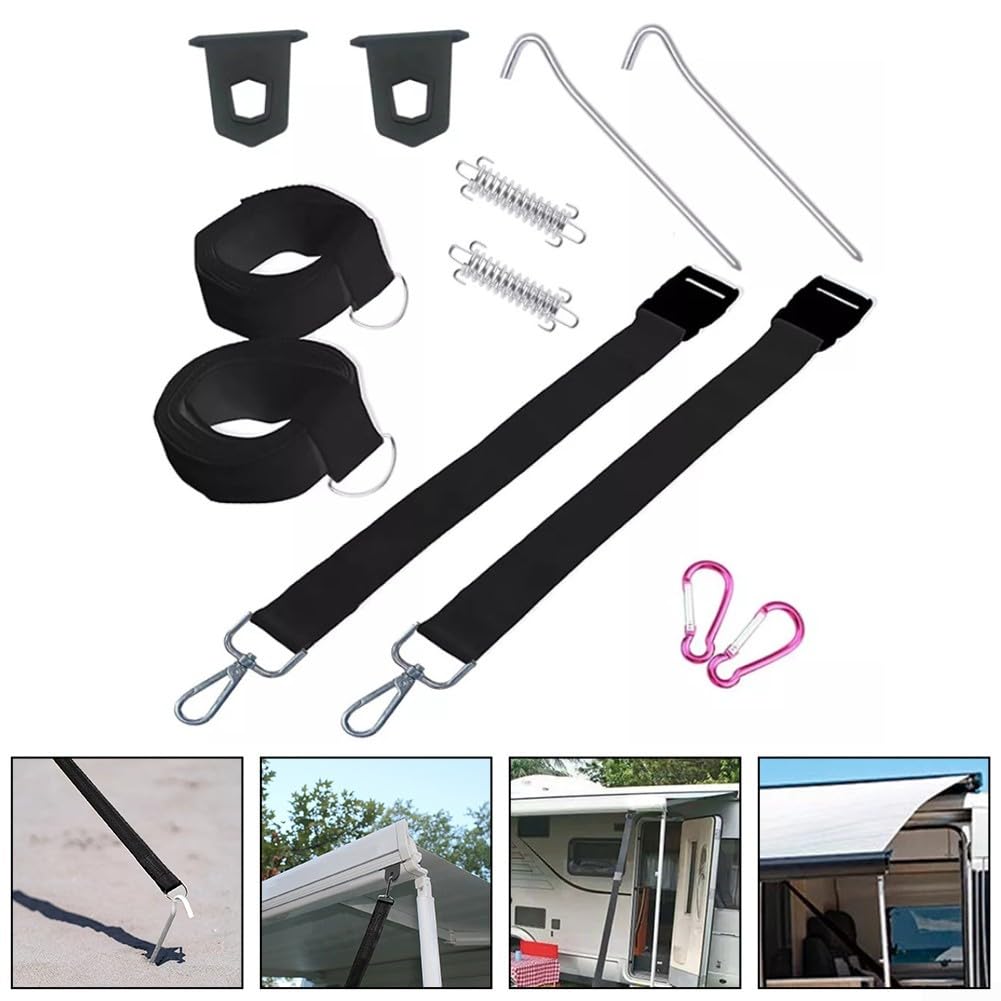 Markisen-Spanngurt-Set, Sturmgurte, für Wohnwagen, Wohnmobil, Markise, Sturmgurte, Outdoor-Camping-Werkzeug Auto & Motorrad