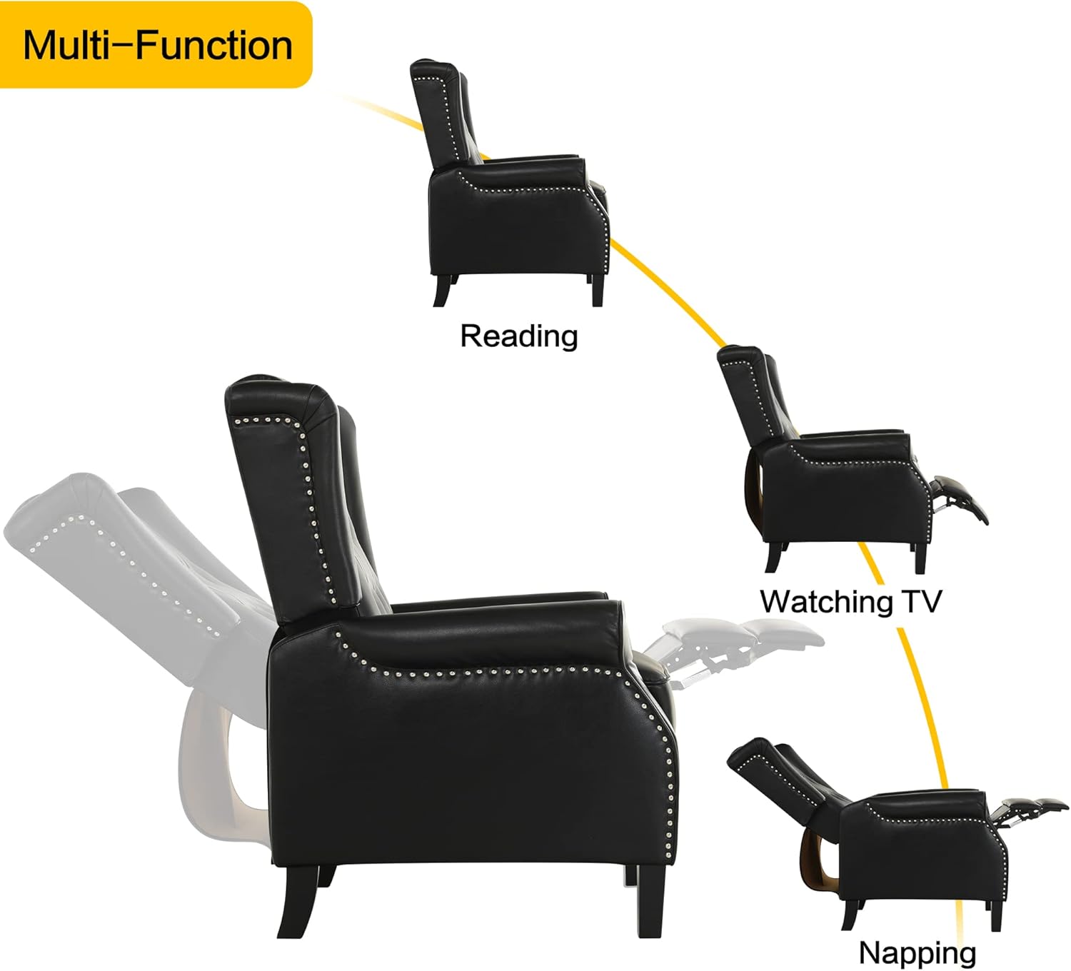 Buy Push Back Recliner Chairs Traditional Wingback Recliner Chair, Adjustable Modern Single Sofa