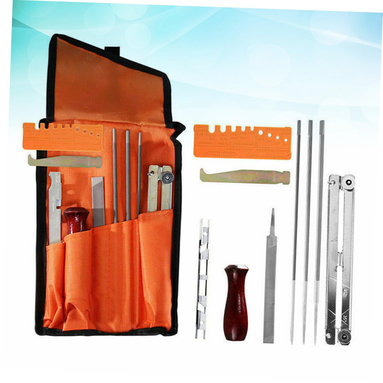 BESPORTBLE Kit Affilatura Catena Motosega 10 Pezzi, Strumenti in Metallo Resistenti All'usura, Portatile, per Affilare Catene con Precisione