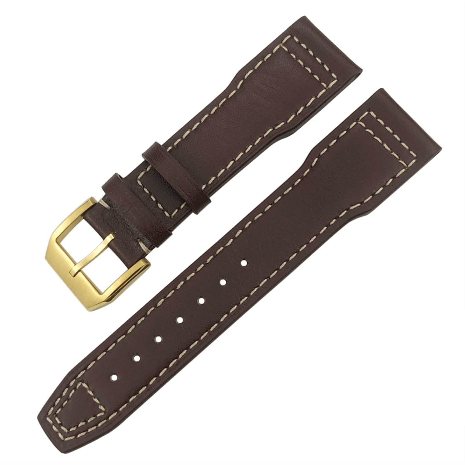Skórzany pasek do zegarka 20 mm 21 mm 22 mm do IWC IW3777 IW3270 Mark 18 Big Pilot's pasek do zegarka brązowy miękkie bransoletki ze skóry bydlęcej, 20mm, Agat