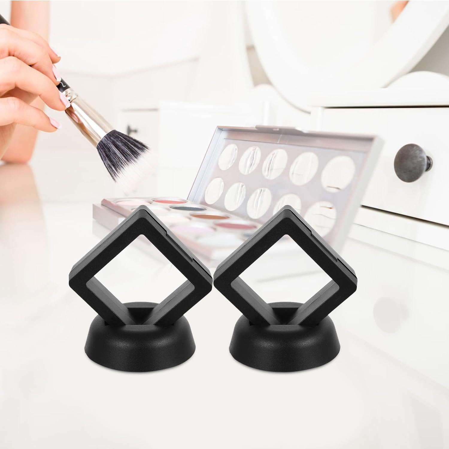 Hemobllo 10pcs 3d Coin Holder Case 2in Black, Clear Film Jewelry Storage Box Plastic Frame Stand for Challenge Coin Rocks Shark Tooth Butterfly