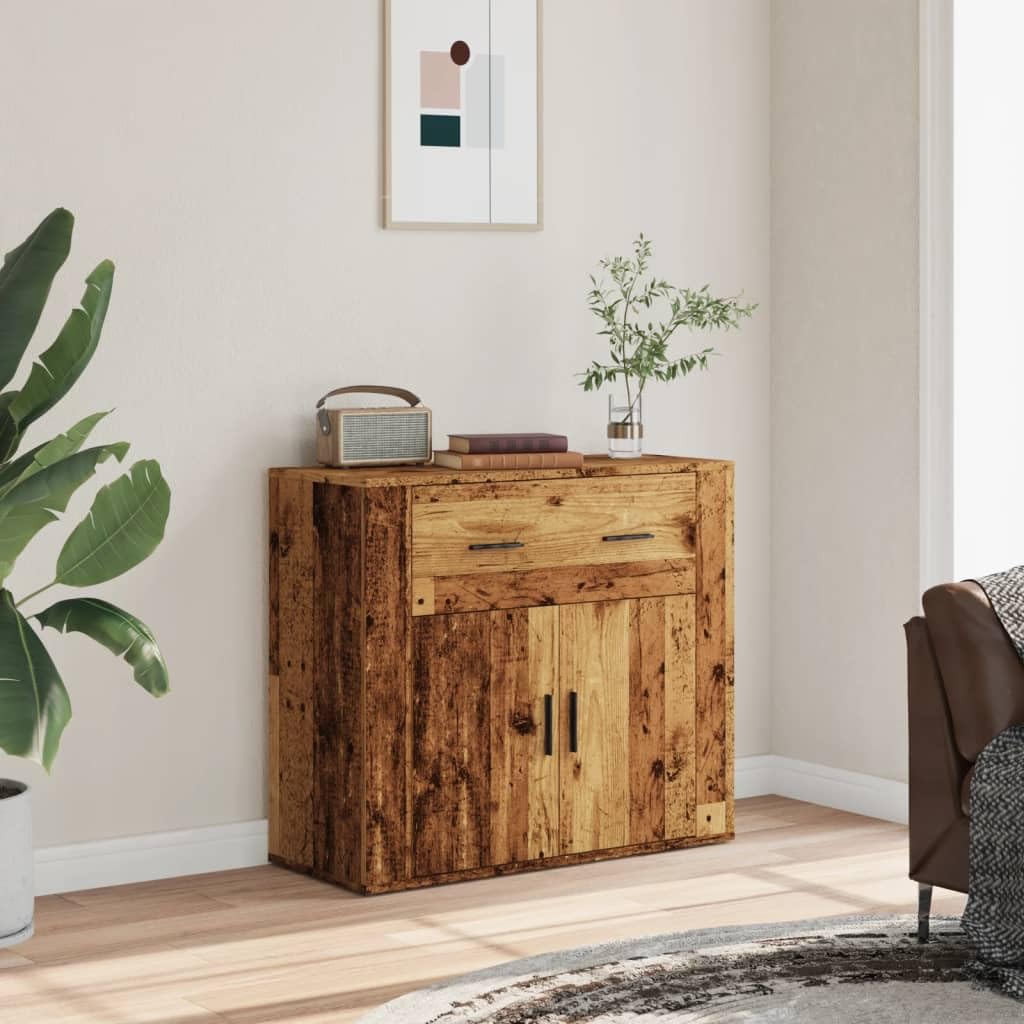 Dressoir 80x33x70 cm bewerkt hout zwart