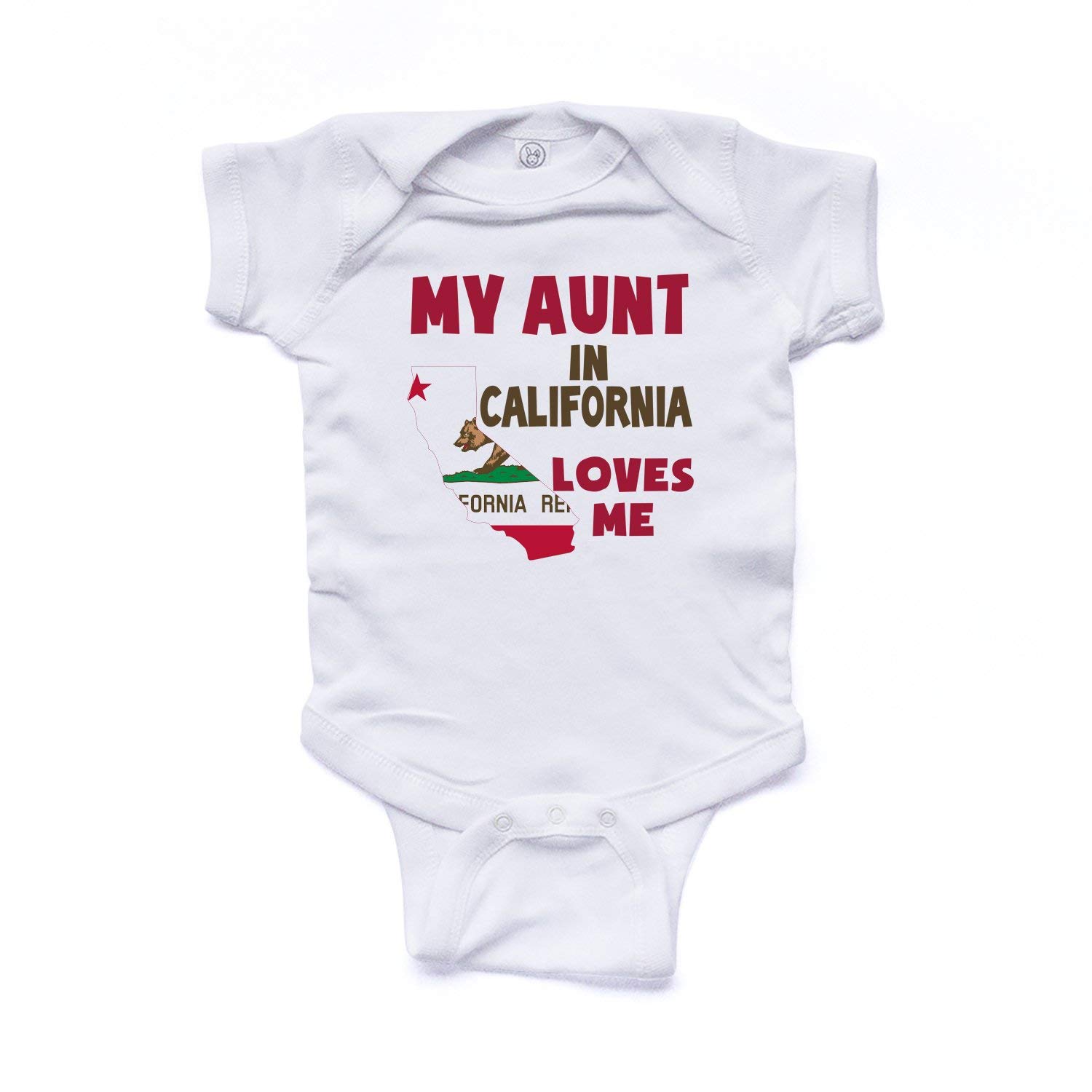 NanyCrafts Baby's My Aunt in California Loves me Bodysuit 12 Months White