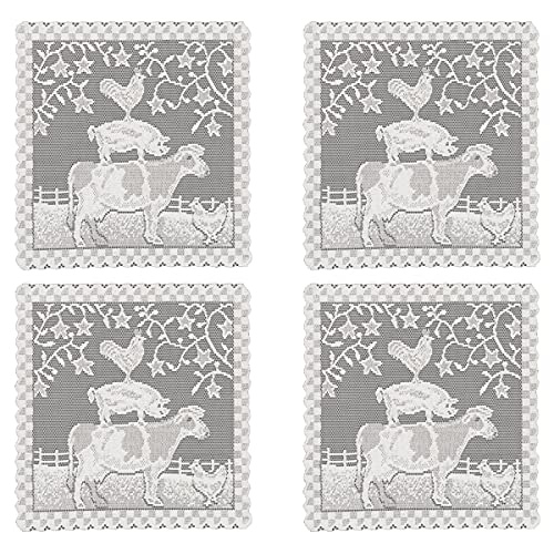 212 Main 14 x 14 in. Farmhouse Doilies, White - Set of 4