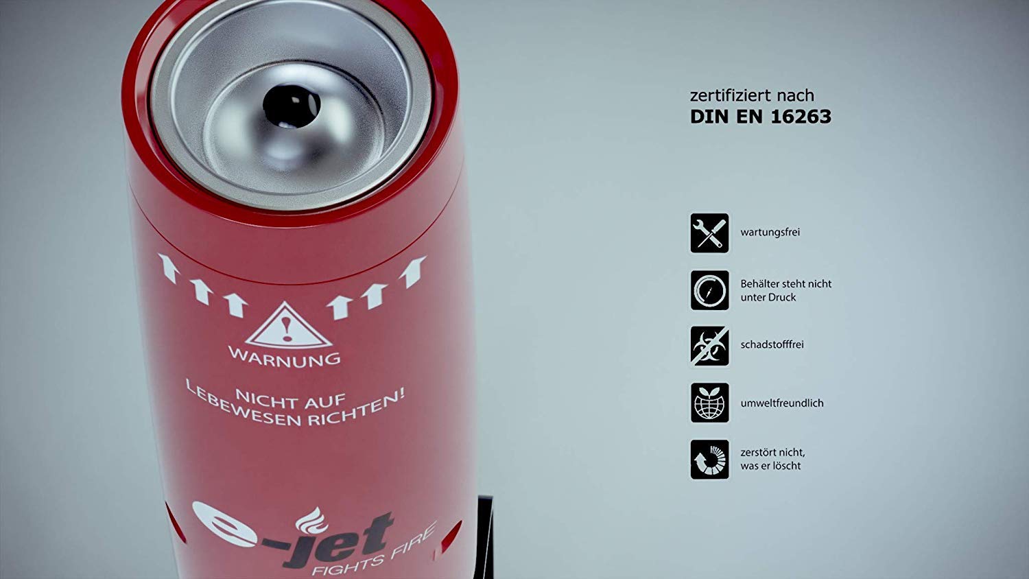e-jet Gaśnica aerozolowa - wolna od pozostałości mini gaśnica z uchwytem ściennym do kuchni, samochodu, kampera lub w podróży