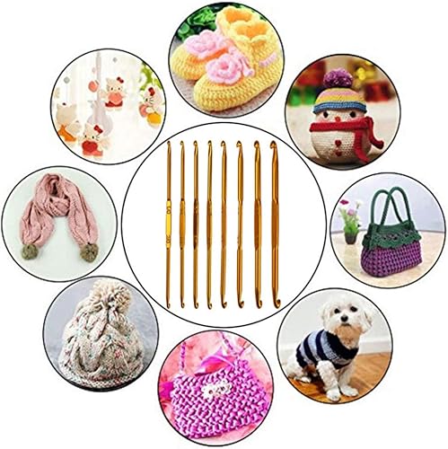 Miniatura 3 de Agujas de ganchillo de aluminio, suministros de tejido de alfombra afgana, mango de ganchillo, 8 en 1, aguja de tejer ergonómica de doble cabeza,