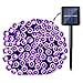 Qedertek Solar String Light, 33ft 100 LED 8 Modes Light Sensor Control Waterproof Decorative Ambiance Light For Patio, Lawn, Garden, Fence, Balcony, Party, Holiday, Christmas Decorations(Purple)