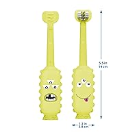 Vista 9 de Dr. Brown's ToothScrubber Cepillo de dientes para niños pequeños, cepillo de dientes de entrenamiento de triple cara con base de ventosa, monstruo