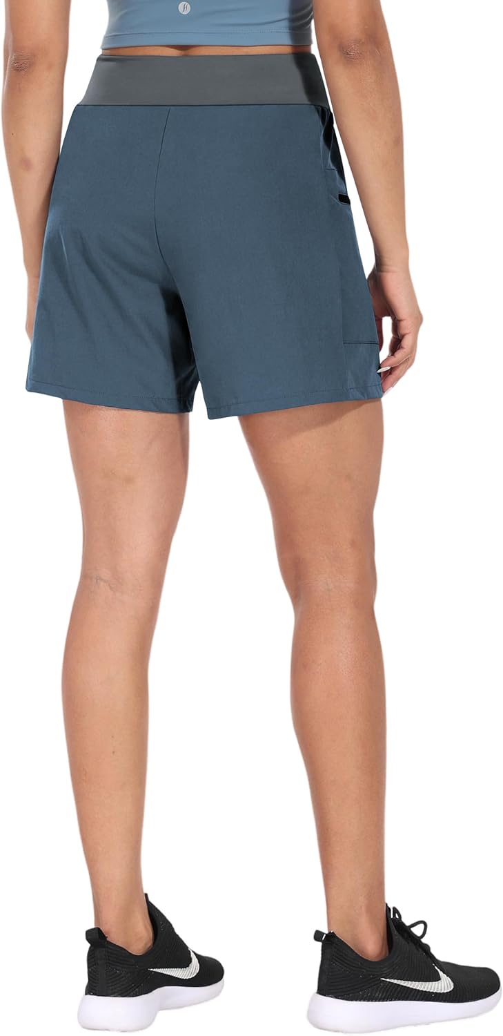 Hiverlay Women Hiking Cargo Shorts High Waisted Quick Dry 5.5" Workout Golf Athletic Running Shorts