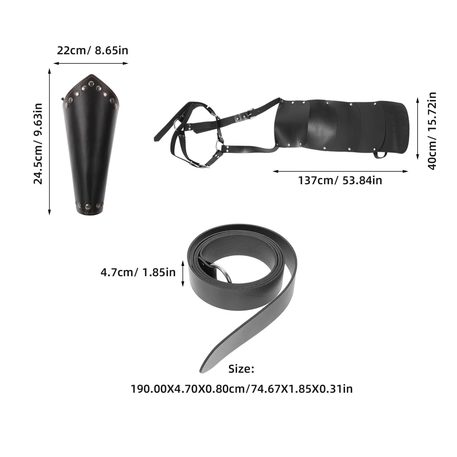 FOMIYES 1Set Medieval Knight Costume Accessories Half Shoulder Cape Belt Bracers for Mens Cosplay Elegant Vintage Design for Halloween Themed Events Black