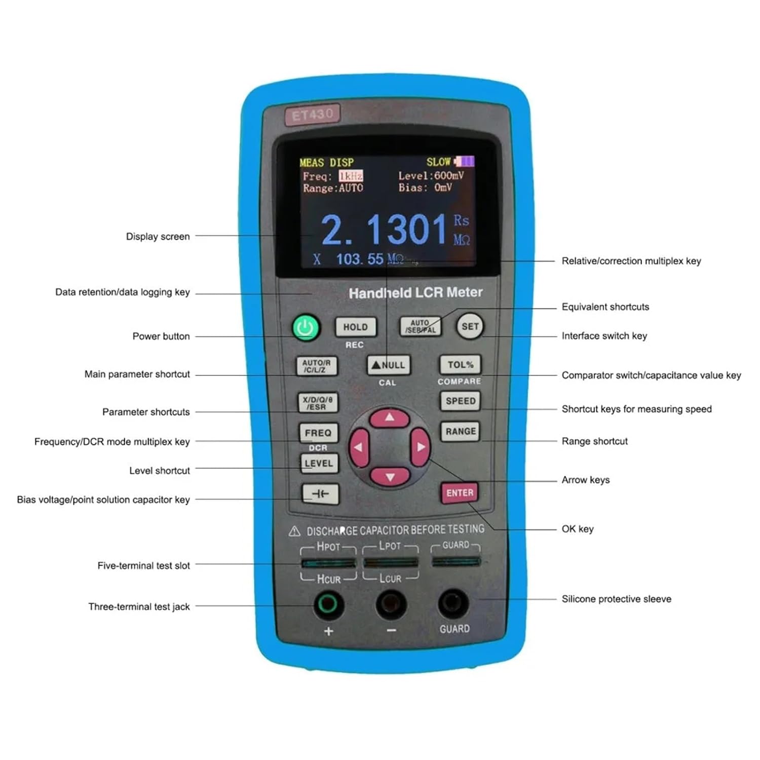 LCR Meter, Handheld LCR Digital Bridge Capacitance Inductance Resistance Test 2.8 Inch TFT Display Screen,Digital Bridge(Standard)
