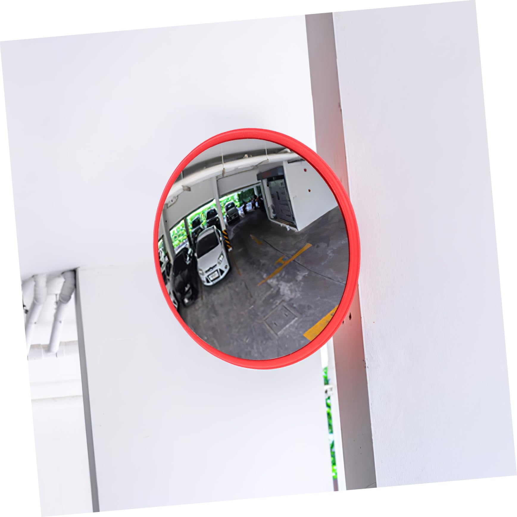 Specchio di Sicurezza Grandangolare 30cm Rosso per Garage e Outdoor | Abs Pc, Visione ad Alta Definizione, Accessori per Installazione e Istruzioni Incluse