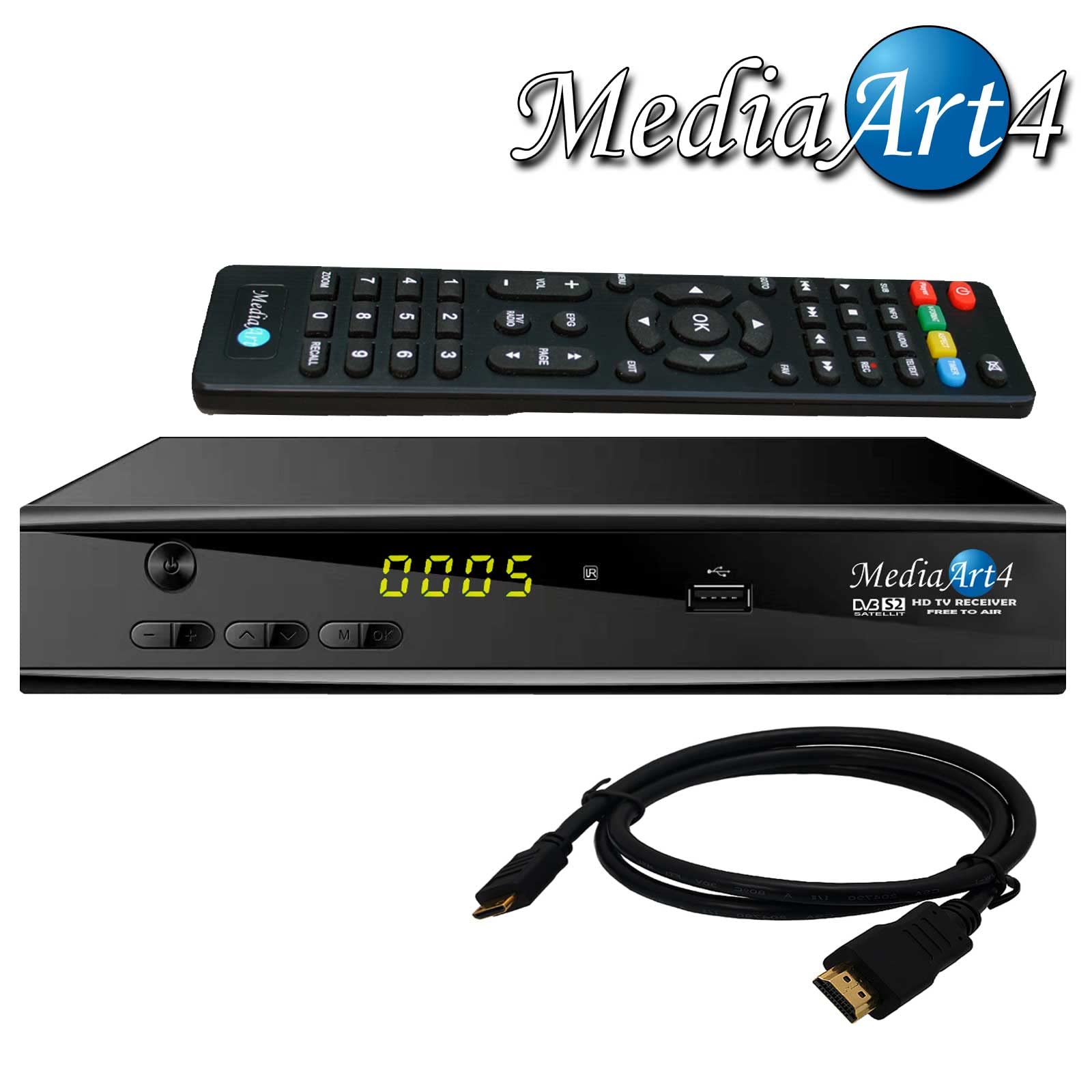 Sat Receiver MEDIAART-4 WLAN programmiert Deutsche Senderliste HD 2xUSB YouTube Full HDTV Scart Camping Receiver