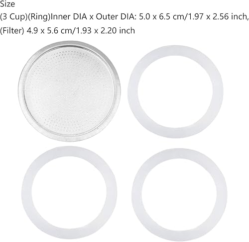 Miniatura 6 de Juntas de gel de sílice de repuesto de 36912 tazas y filtros de aluminio para botella de café Moka Pot 3 tazas OneSize