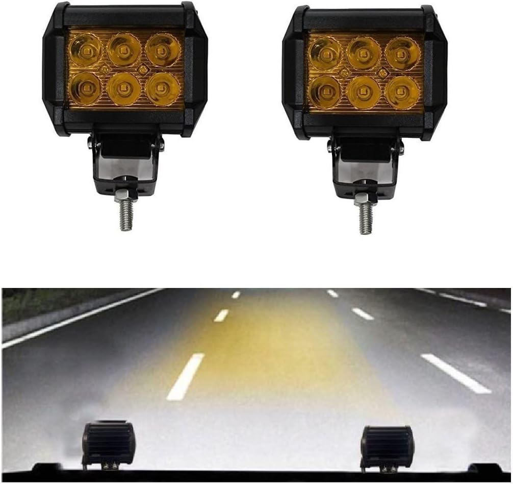 TH6AY1P 6 LED Fog Light Bar Off Road Driving Lamp with Universal Fitting for Motorcycle Cars and Bikes (30W, Amber Yellow)