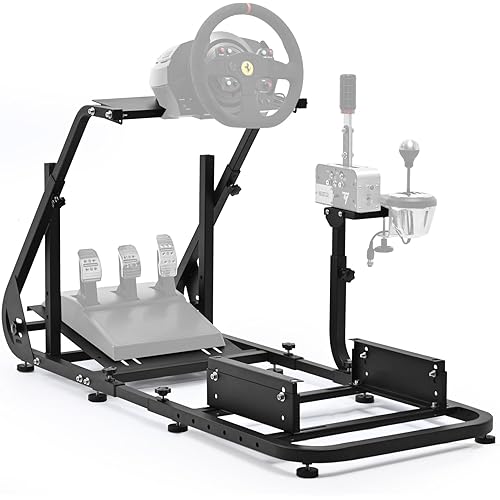 Dardoo Racing Simulator Cockpit Fits for Logitech G923 G920 G29 G PRO Thrustmaster T300RS GT T248 PS Stable Adjustable Steering Gaming Cockpit Wheel, Pedal, Handbrake and Seat Not Included