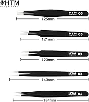 Vista 3 de HengTianMei Juego de pinzas de precisión, juego de pinzas de acero inoxidable antiestáticas ESD para manualidades, joyería, electrónica, trabajo