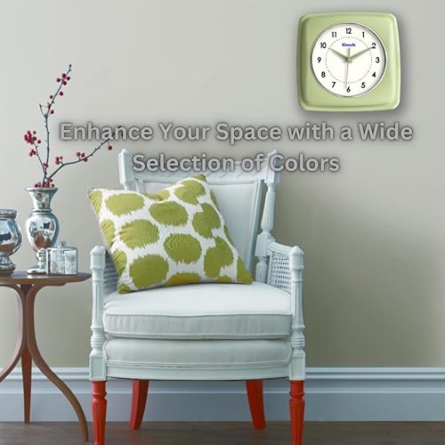 Miniatura 4 de Reloj de pared cuadrado retro de 9 pulgadas, funciona con pilas, reloj decorativo silencioso sin tictac para el hogar, oficina, cocina, dormitorio,