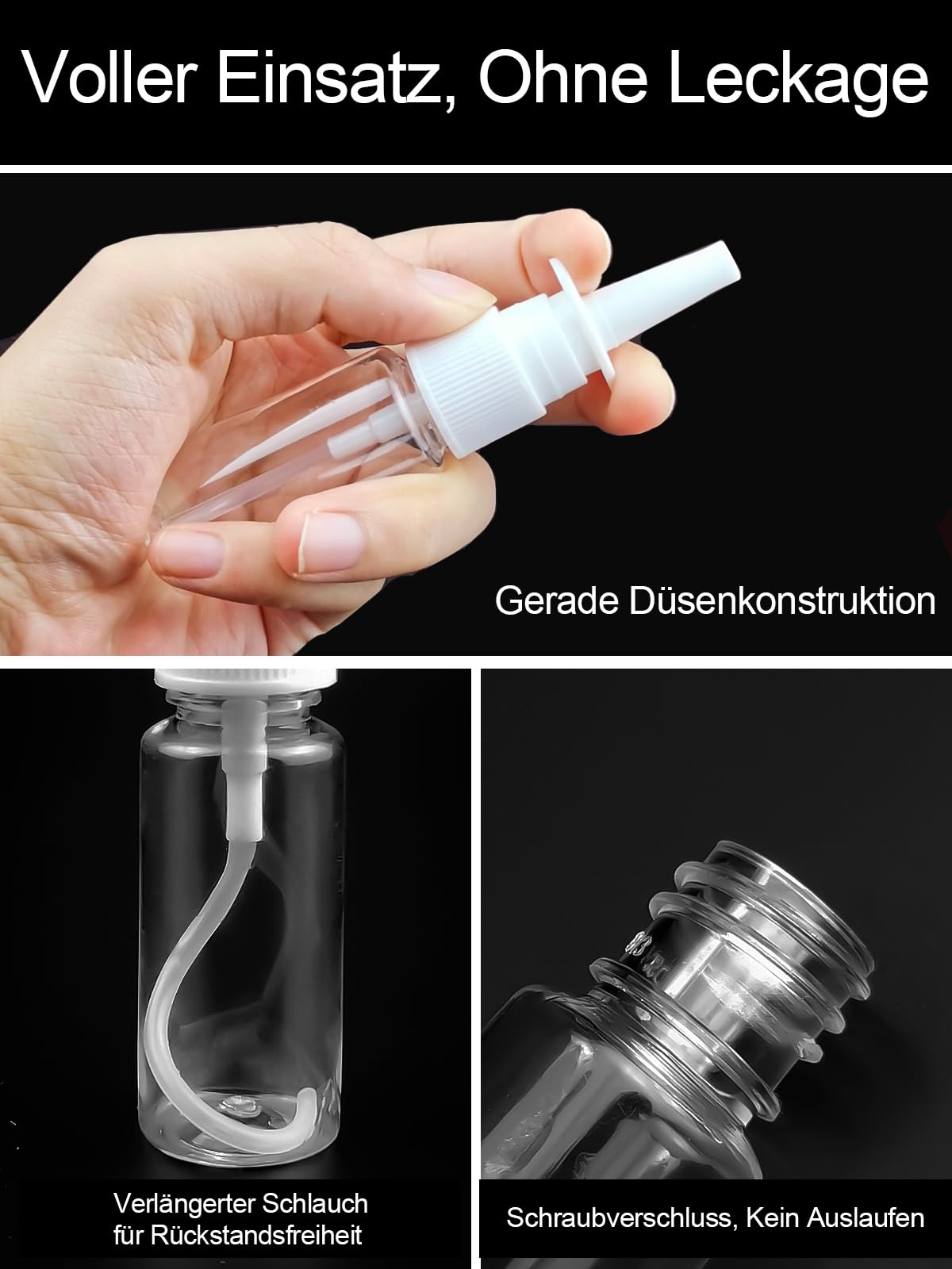 6 Piezas Botellas de Aerosol Nasal, 20ml Plástico Botella de Spray Nasal, Vacía Botellas de Pulverizador con 8 Pegatinas para Aceite Esencial Salino
