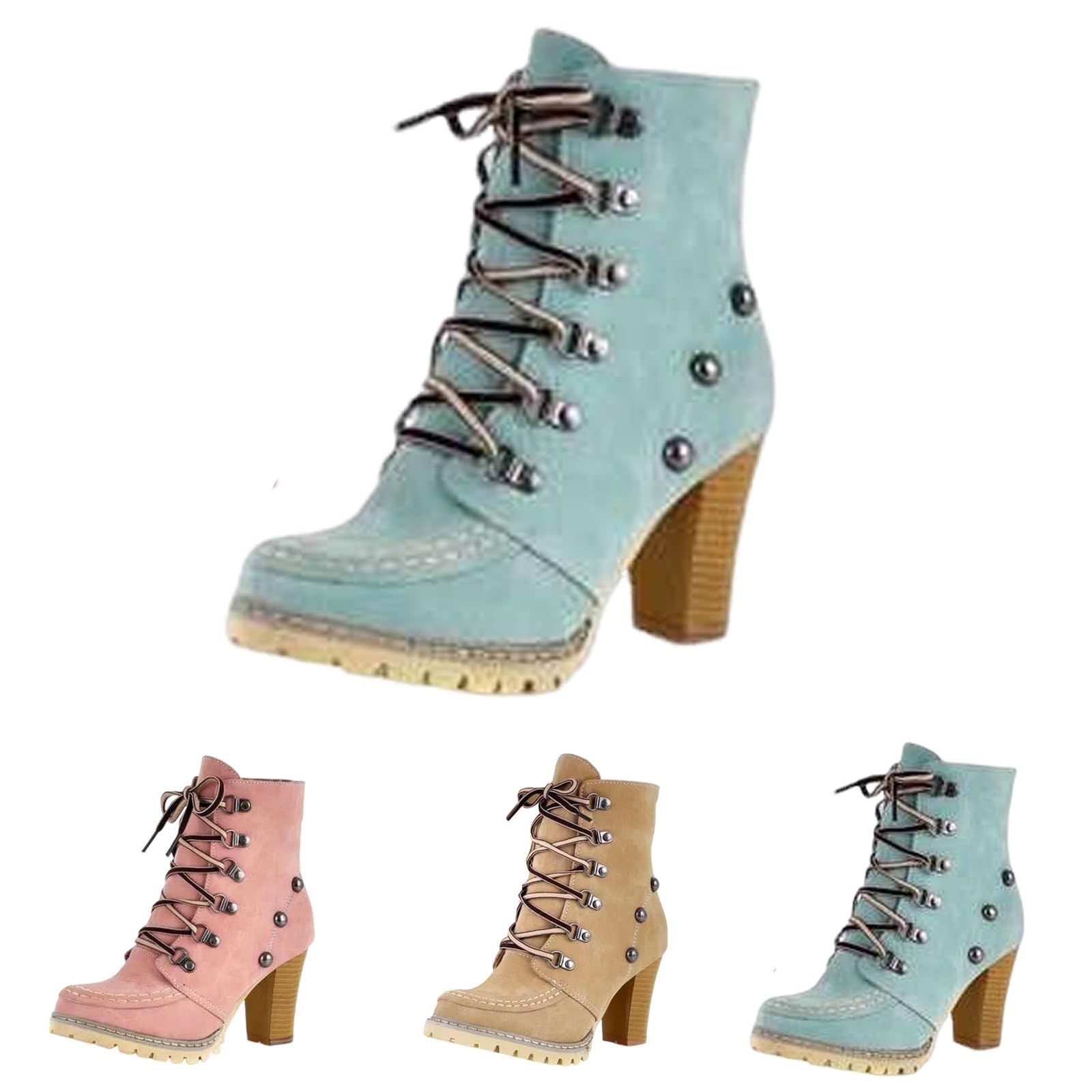 Genérico Botines Mujer Vestir Cordones Plataforma Botas Puntera Redonda Elegantes Zapatos Cómodos Ligeros Caminar Bota Informales Antideslizantes Botin para Otoño Invierno Trabajo Paseo y Uso Diario