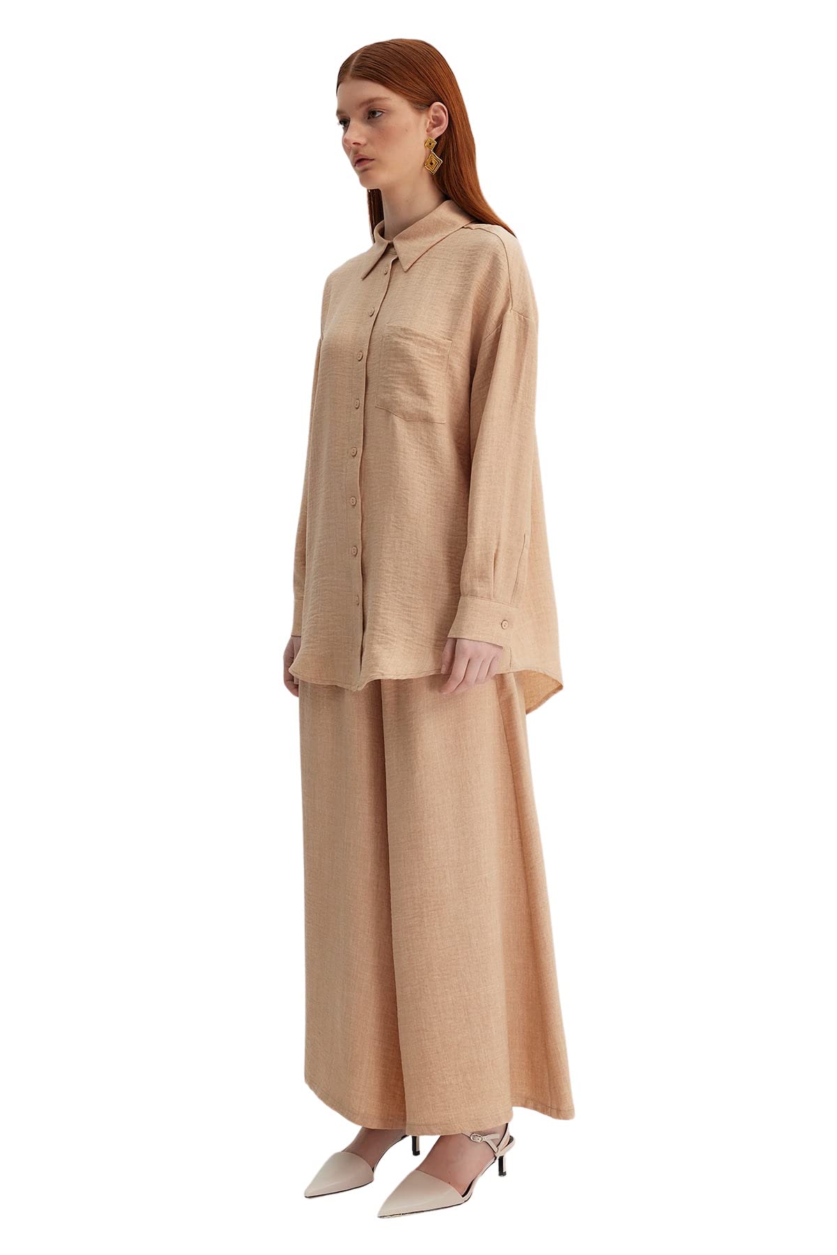 Trendyol Set Due Pezzi-Marrone-Regular Fit Camicia Donna
